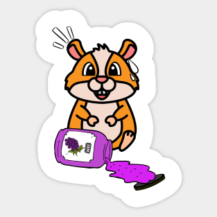 Funny Hamster spilled grape jam Sticker